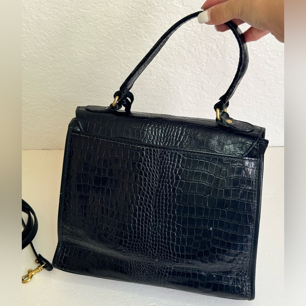 BRAHMIN Vintage Black Leather Shoulder /Hand Bag Satchel - Picture 7 of 12